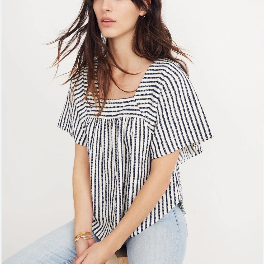 Madewell Blue and White Cropped Top